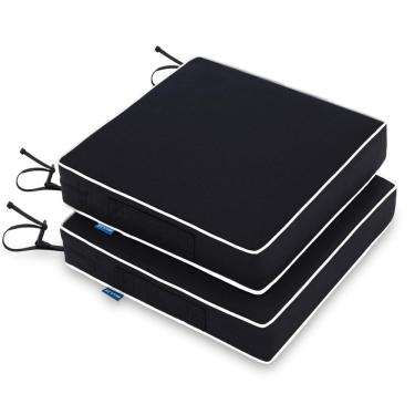 Imagem de Almofadas de cadeira ao ar livre MIULEE impermeáveis 22x22x8cm pretas 2 unidades