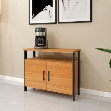 Imagem de Balcão C/2 Portas Industrial 89,5 X 38cm F32 - Pradel Freijó/preto Fosco