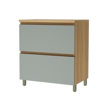 Imagem de Balcão 1 Porta Basculante 1 Gaveta 80cm 100% Mdf Rainha Nature/verde Nesher