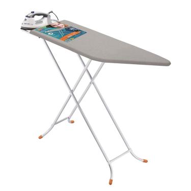 Imagem de Tábua de Passar Roupa Utimil Luxo com Ponta e Suporte para Ferro – Branco/Cinza