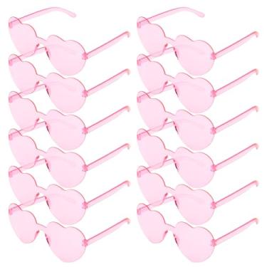 Imagem de Uintoon Óculos de sol de coração, 12 pares de óculos de sol rosa em forma de coração para mulheres e meninas, óculos de festa engraçados, lembrancinhas de despedida de solteira, acessórios rosa para