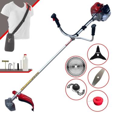 Imagem de Podador de Grama À Gasolina Kawashima BCJ620-L 62cc 3HP 10.000rpm Completa Com Carretel + Faca 2 Pontas + Faca 3 Pontas + Faca 40 Dentes + Trimmer