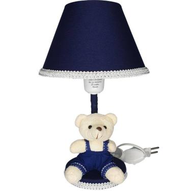 Imagem de Abajur Infantil Ursinho Base de Madeira 28cm - 110V/220V