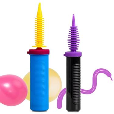 Imagem de Bomba de balão portátil bidirecional dupla ação - soprador de ar de mão para balões - infladores manuais de balão inflador de balão bombeamento azul + preto