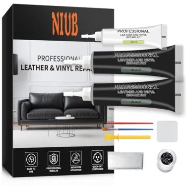 Imagem de NIUB Kit de reparo de couro preto, kit de reparo de sofá de couro para sofá, kit de reparo de vinil para jaqueta, assentos de carro