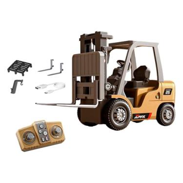 Imagem de Fenteer Empilhadeira de controle remoto, modelos de veículos de brinquedo para meninos e meninas de 3 a 5 anos, escala 1/64, veículo de engenharia de