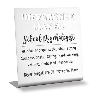 Imagem de Presentes de agradecimento de psicólogos escolares, placa de mesa de aço inoxidável para fazer diferenças, presente de agradecimento para conselheiro de saúde mental escolar, decoração de escritório