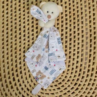 Imagem de Naninha Bebê Menino Premium com Prendedor Chupeta Dupla Face Malha 100