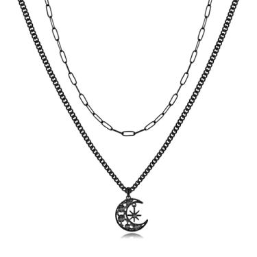 Imagem de WOWORAMA Colar gótico preto para mulheres, Halloween, crânio, cobra, lua negra, punk, bruxa, coração, gótico, joia de Halloween, adjustable, Liga de aço, Sem Pedra Preciosa