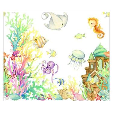 Imagem de Papel de Parede Adesivo Infantil Fundo do Mar Quarto Menino Menina - 6