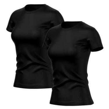 Imagem de Kit 2 Camisetas Feminina Dry Fit Básica Lisa Proteção Solar UV Térmica
