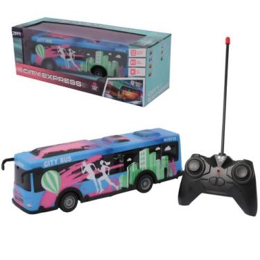 Imagem de Ônibus De Controle Remoto Luz E Som Carrinho Infantil - Azul - Zippy T