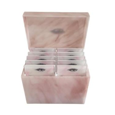 Imagem de Caixa de armazenamento de cílios de acrílico de 10 camadas, ferramenta de extensão de suporte de cílios, organizador de maquiagem, suporte de palete de cola para cílios postiços, tela fechada com 10