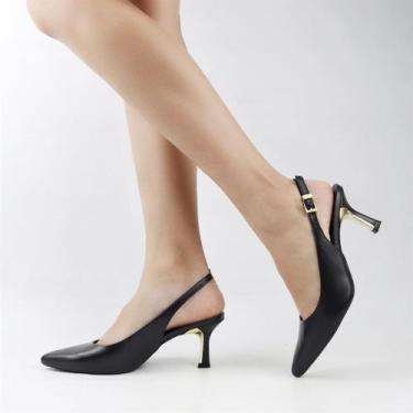 Imagem de Scarpin Salto Fino Slingback - USAFLEX, Preto, 35
