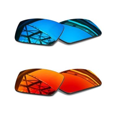 Imagem de SmartVLT Lentes de substituição masculinas Ice Blue & Fire Red para óculos de sol Oakley Gascan OO9014