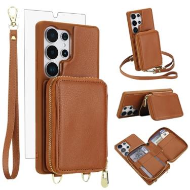 Imagem de Capa de celular para Samsung Galaxy S25 Ultra 5G com protetor de tela de vidro temperado, alça transversal com bloqueio de RFID, suporte para cartão S25Ultra 25S S 25 25Ultra SM-S938U 6.9 2025