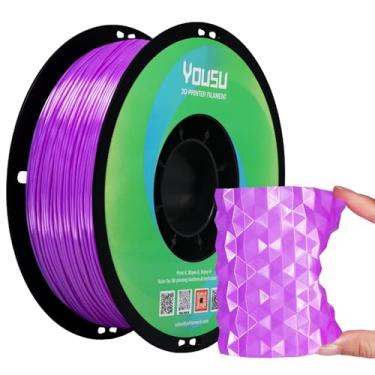 Imagem de YOUSU Filamento TPU de seda 1,75 mm, filamento flexível de impressora 3D TPU 95A, carretel de 1 kg (1 kg), precisão dimensional +/- 0,02 mm, TPU de seda roxo