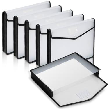 Imagem de AmazingSpark 6 organizadores de pastas de documentos expansíveis tamanho tablóide 28 x 43 cm com fecho de pressão e etiqueta, envelopes de plástico transparente pasta de arquivo expansível para