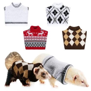 Imagem de 4 peças de roupas de porquinho-da-índia para porquinho-da-índia suéter coelho hamster roupas roupas de porquinho da índia colete quente de inverno moletom para animal de estimação coelho acessório