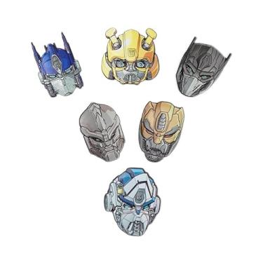 Imagem de Conjunto de emblemas de metal Transformers Rise of The Beast – Pinos colecionáveis de 4 x 4 cm com Optimus Prime, Bumblebee, Mirage, Optimus Primal, Cheetor e Rhinox, 6 em 1, tamanho �nico