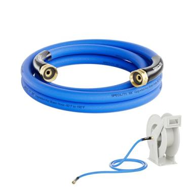 Imagem de SPECILITE Mangueira de água de jardim quente / fria fêmea para fêmea, 3 m x 5/8 polegadas para carretel de mangueira, -50 ° C a 88 °C, resistente, flexível, explosão de 605 psi, tubo de extensão de
