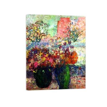 Imagem de Flores Pintura em tela Famosa Pintura Reprodução-Quadros para sala de estar-Dois vasos flores-Pôster pronto para pendurar Tela Embrulhada 60x80cm