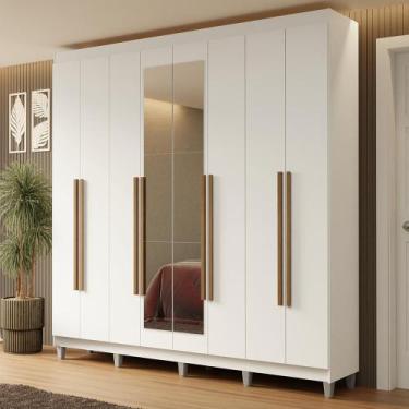 Imagem de Guarda-Roupa Casal com Pés 8 Portas Batentes com Espelho Netuno Madesa