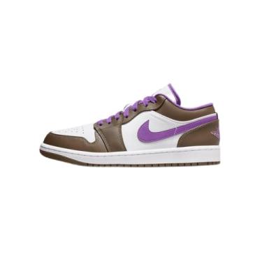 Imagem de Nike Tênis juvenil Air Jordan 1 Low (GS), Palomino/Wild Berry-White, tamanho 5 Criança grande, Palomino/Wild Berry - branco, 18