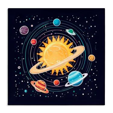 Imagem de Stupell Industries Arte de parede em tela de órbita de planetas do sistema solar, design por Creative Studio, 61 x 61 cm