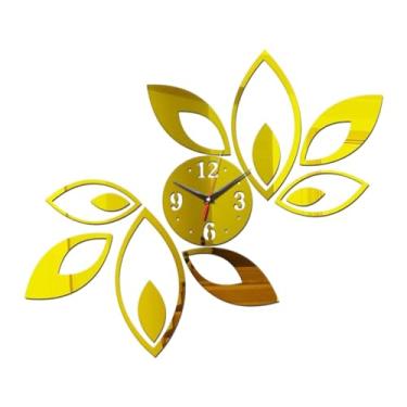 Imagem de Wswqop Relógio de parede de espelho acrílico moderno, preciso, silencioso, sem -taque, grande relógio artístico para sala de estudo, casa, cozinha, Ouro