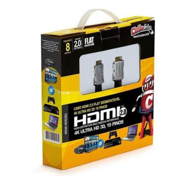 Imagem de Cabo Hdmi 2.0 Flat Desmontável Ultra Hd 3D, 4K - 8 Metros