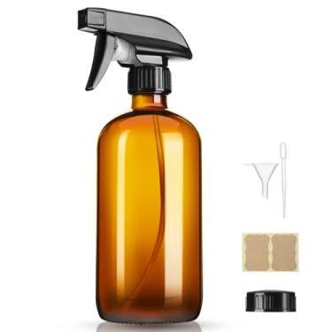 Imagem de GIVAMEIHF Frascos de spray de vidro âmbar de 473 ml, 1 pacote de frascos de spray de vidro recarregável com bocal ajustável, frasco de spray para óleos essenciais, limpeza, animais de estimação, spray