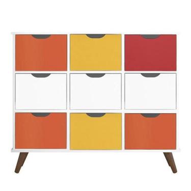 Imagem de Nicho Organizador Retro Branco com 9 Gavetas Branco/Colorida - Qmovi