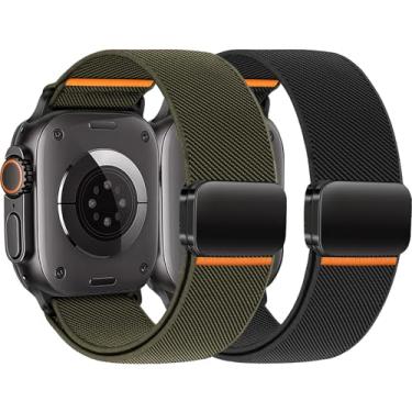 Imagem de Pulseiras de nylon elásticas para Apple Watch Ultra 2 de 49 mm, 46 mm, 45 mm, 44 mm, 42 mm, 41 mm, 40 mm e 38 mm, para Apple Watch séries 10/9/8/7/6/5/4/3/SE/Ultra/Ultra2