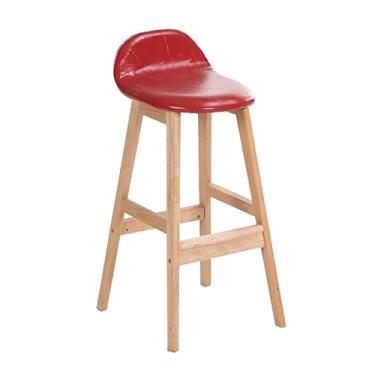 Imagem de GRFIT Cadeira de bar 73 cm cadeira de bar nórdica de madeira maciça banco alto doméstico moderno simples mesa de bar cadeira de jantar bancos de bar ajustáveis (cor: 1)