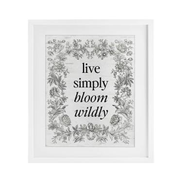 Imagem de Stupell Industries Impressão emoldurada branca com borda vintage Bloom Wildly, design por Lettered and Lined, 53 x 43 cm