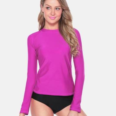 Imagem de Camiseta Rosa Segunda Pele Proteção Solar UV 50 Feminina Praia Piscina