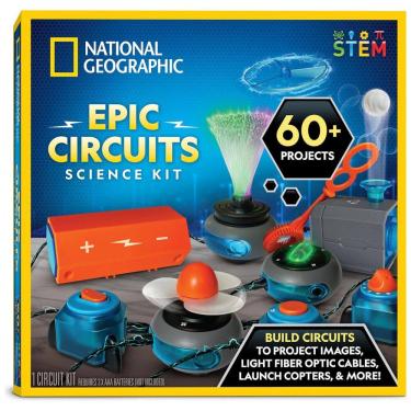 Imagem de Kit Eletrônico National Geographic Circuit Maker para Crianças com 60 Projetos de Circuitos Elétricos, Brinquedo STEM de Circuitos