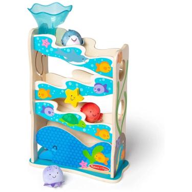 Imagem de Escorregador Infantil de Madeira, Tema Oceano com 5 Peças Ideal para Aprendizagem Precoce de Bebês e Crianças, Melissa & Doug
