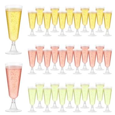Imagem de Pacote com 100 taças de champanhe de plástico transparente, taças de champanhe descartáveis de 142 g, copos de mimosa de acrílico inquebráveis, copos de coquetel de casamento para noivado, aniversário