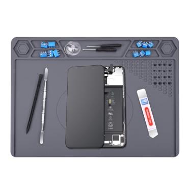 Imagem de MMOBIEL Tapete magnético de silicone para solda e reparo - 29 x 40 cm - resistente ao calor até 500 °C (500.0 °C) - Tapete de bancada para solda e eletrônicos - Tapete de solda de silicone com