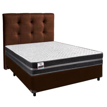 Imagem de Cama + Box Marrom E Colchão Molas Ultralastic Casal - Bogota Inducol + Cabeceira