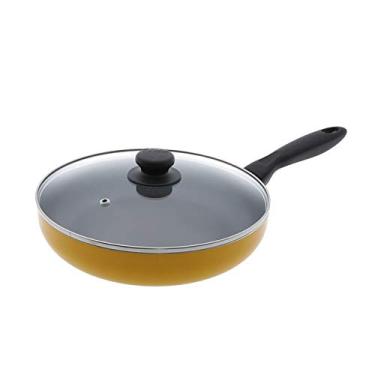 Imagem de Frigideira antiaderente de 28 cm com tampa de vidro temperado, a frigideira perfeita para bife, adequada para todos os fogões, incluindo utensílios de cozinha por indução