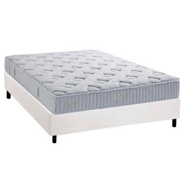 Imagem de Cama Box Casal Kit Colchão Molas Ensacadas MasterPocket Double Side Corano White Herval