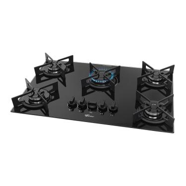Imagem de Cooktop A Gás Fischer Fit Line com 5 Bocas Preto Bivolt
