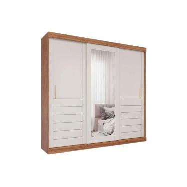 Imagem de Guarda Roupa Casal 3 Portas De Correr (1 C- Espelho) E 6 Gavetas Cecilia Cinamomo-off White - Panan