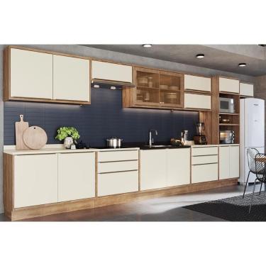 Imagem de Cozinha Completa Versalis 18 Portas 6 Gavetas MDF 120cm Cinza com 14 Módulos