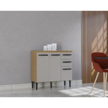 Imagem de Balcão 3 Portas E 2 Gavetas Cozinha Armário Compacto 90cm