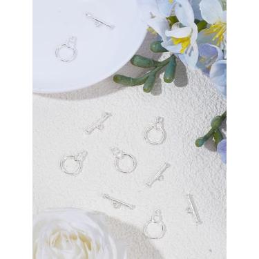 Imagem de 5 conjuntos de fechos de coração de latão, fecho de círculo de anel, fechos de joias para colar, pulseira, brincos, chaveiro, artesanato, joias, anel: 14 x 10 x 1,5 mm, barra: 4 x 14 x 2,5 mm