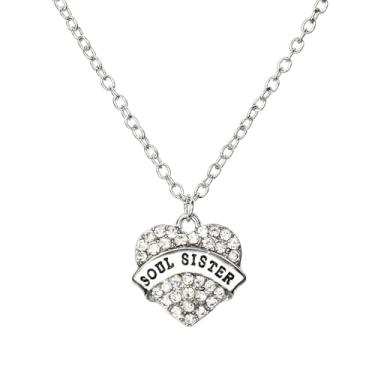 Imagem de Colar de coração para amiga, alma, irmã, presente para amigos, presente de aniversário de Natal para amigos, One Size, Strass, Sem Pedra Preciosa